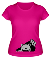 Женская футболка Медведь вылезает из футболки фото