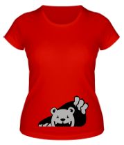 Женская футболка Медведь вылезает из футболки фото