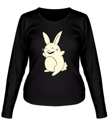 Женская футболка длинный рукав Веселый заяц glow