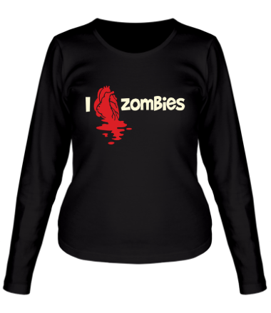 Женская футболка длинный рукав i love zombies glow