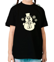 Детская футболка Веселый снеговик (свет) фото
