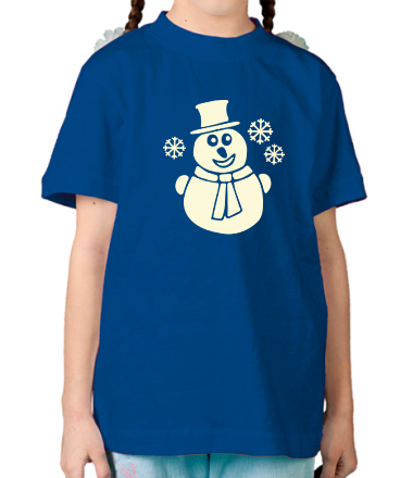 Детская футболка Веселый снеговик (свет)