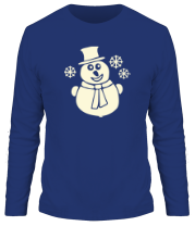 Мужская футболка длинный рукав Веселый снеговик (свет) фото