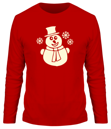 Мужская футболка длинный рукав Веселый снеговик (свет)
