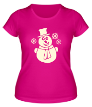 Женская футболка Веселый снеговик (свет) фото