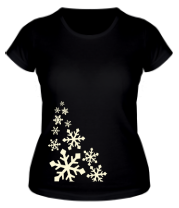 Женская футболка Светящиеся снежинки фото