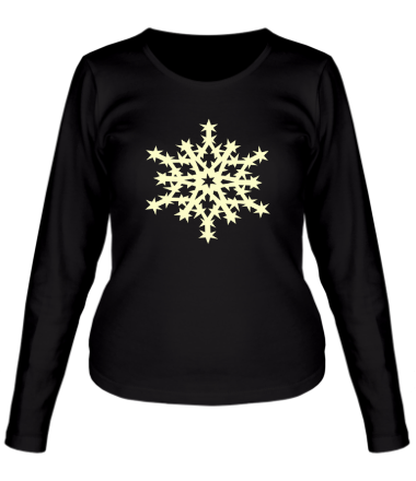 Женская футболка длинный рукав Остроконечная снежинка (свет)