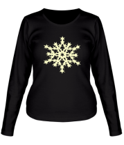 Женская футболка длинный рукав Остроконечная снежинка (свет) фото
