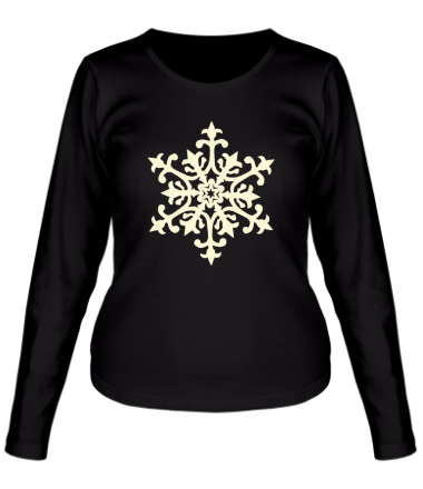 Женская футболка длинный рукав Узорная снежинка (свет)