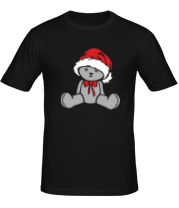 Мужская футболка Мишка в новогодней шапочке фото