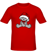 Мужская футболка Мишка в новогодней шапочке фото