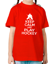 Детская футболка Keep calm and play hockey фото