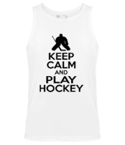 Мужская майка Keep calm and play hockey фото