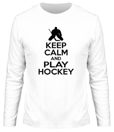 Мужская футболка длинный рукав Keep calm and play hockey