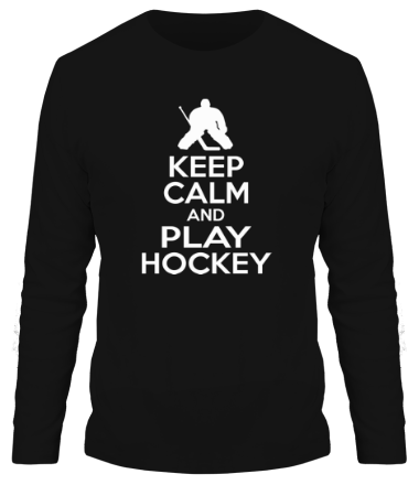 Мужская футболка длинный рукав Keep calm and play hockey