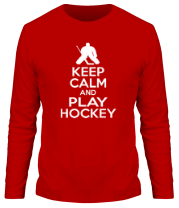 Мужская футболка длинный рукав Keep calm and play hockey фото