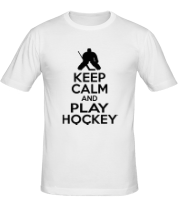 Мужская футболка Keep calm and play hockey фото