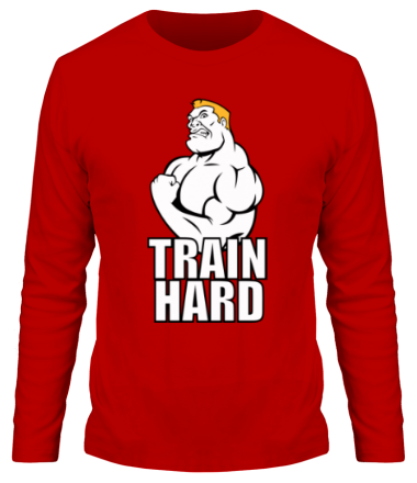 Мужская футболка длинный рукав Train hard(Тренируйся усердно)