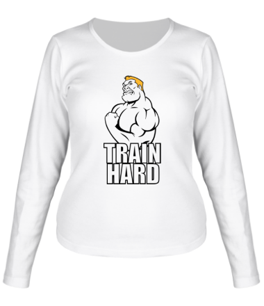 Женская футболка длинный рукав Train hard(Тренируйся усердно)