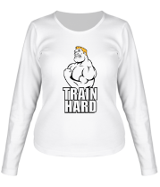 Женская футболка длинный рукав Train hard(Тренируйся усердно) фото