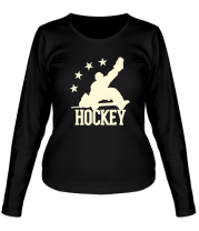 Женская футболка длинный рукав Hockey glow фото