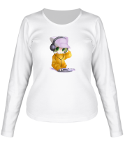 Женская футболка длинный рукав Диджей девчонка фото