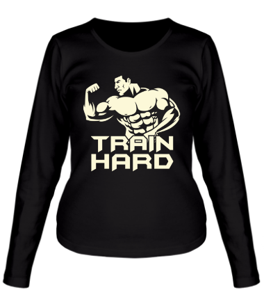 Женская футболка длинный рукав Train hard glow