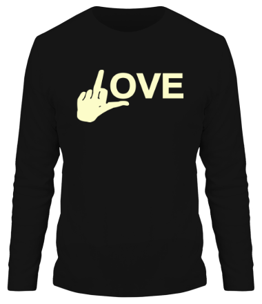 Мужская футболка длинный рукав Fuck love glow