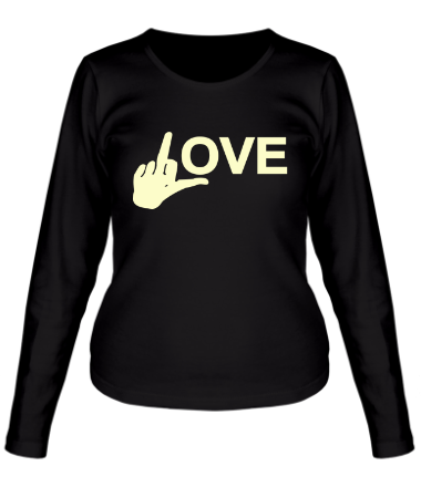 Женская футболка длинный рукав Fuck love glow