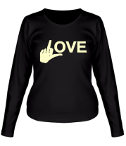 Женская футболка длинный рукав Fuck love glow фото