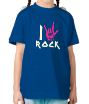 Детская футболка I love rock glow
