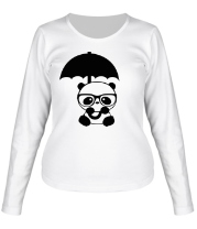 Женская футболка длинный рукав Панда с зонтом фото