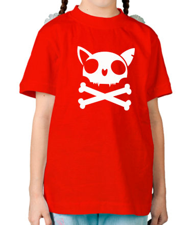 Детская футболка Кот - пиратский флаг
