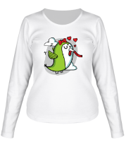 Женская футболка длинный рукав Влюбленные птички (женская) фото