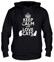Толстовка худи Keep calm and love cats. фото