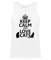 Мужская майка Keep calm and love cats. фото