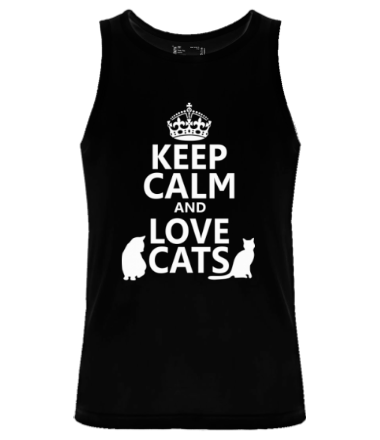 Мужская майка Keep calm and love cats.