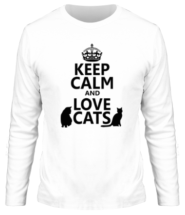 Мужская футболка длинный рукав Keep calm and love cats.
