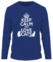 Мужская футболка длинный рукав Keep calm and love cats. фото