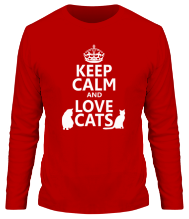 Мужская футболка длинный рукав Keep calm and love cats.