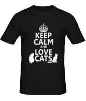 Мужская футболка Keep calm and love cats. фото