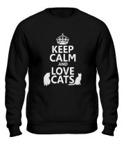 Толстовка без капюшона Keep calm and love cats. фото