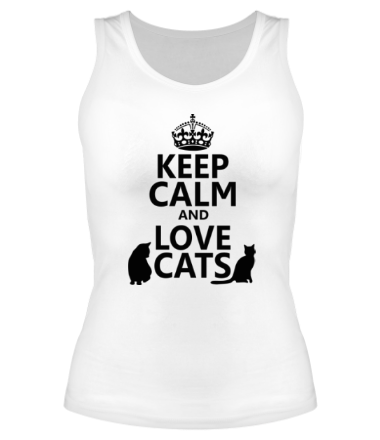 Женская майка борцовка Keep calm and love cats.