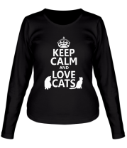 Женская футболка длинный рукав Keep calm and love cats. фото