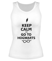 Женская майка борцовка Keep calm and go to hogwarts. фото