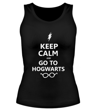 Женская майка борцовка Keep calm and go to hogwarts.