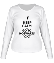 Женская футболка длинный рукав Keep calm and go to hogwarts. фото