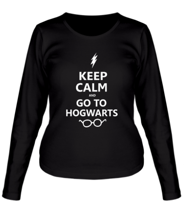 Женская футболка длинный рукав Keep calm and go to hogwarts.