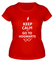 Женская футболка Keep calm and go to hogwarts. фото