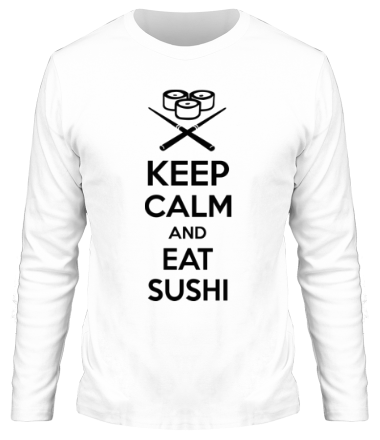 Мужская футболка длинный рукав Keep calm and eat sushi
